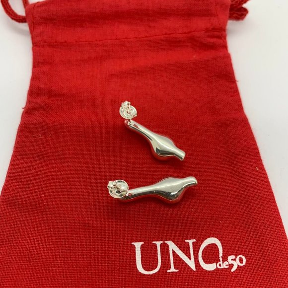 Uno de 50 Unique Earring LADIES EARRINGS With Green Crystal Silver-Plated Metal - Picture 5 of 7